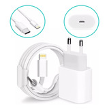 Cabo + Fonte Compatível iPhone SE X Xr 11 12 13 14 Usb-c 20w