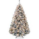 Árbol Pino Navidad 7.5 Ft Nevado C 550 Luces Blancas Cálidas