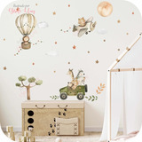 Vinilo Decorativo Infantil Animales Globos Acuarela 150x150