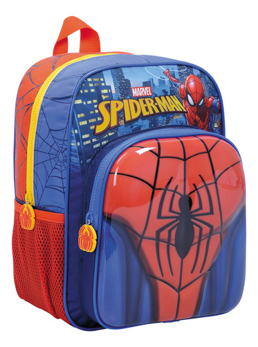 Mochila De Espalda Spiderman Jardin 38224 Orig. 12'' Color Azul Diseño De La Tela Estampado