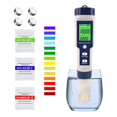 Medidor Detector Digital Agua PH\u002FTDS\u002FEC\u002FSalinidad\u002FTemperatura 5 En 1, Pantalla LCD Alta Precisión 0.01 Calibración, Multifuncional Portátil Medidor de Calidad de Agua Líquidos Hidroponía de Piscina | Envío gratis