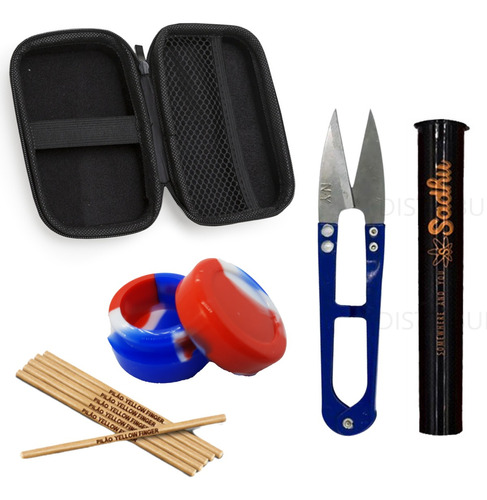 Kit Moco Tubo Case Slick Pote De Silicone 10ml Tesoura Pilão