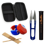 Kit Moco Tubo Case Slick Pote De Silicone 10ml Tesoura Pilão