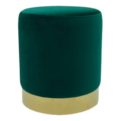 Taburete Tipo Otomano Redondo Color Verde