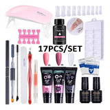 Set De 17 Piezas De Esmalte De Uñas De Poligel Uv Gel Art Ki