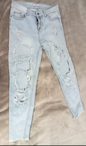 Jeans Roto Ajustado Usado 1 Vez Talla M Pequeña 