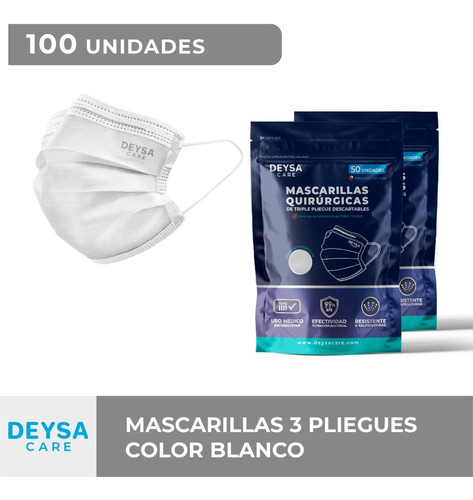 Mascarillas Desechables 2 Env Resellable 50 Un C/u (100 Un) 