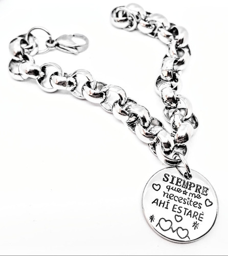 Pulsera Dije Para Amiga, Pareja Etc  Acero Con Frase Calada 