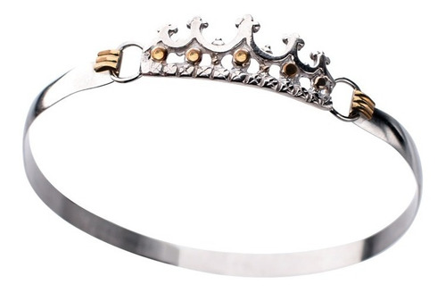 Pulsera Esclava Plata Y Oro Corona - Mujer Regalo