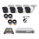 Kit Circuito Cerrado 4 Cámaras Hd Cctv Hikvision 500gb Dvr16