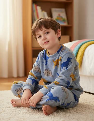 Pijama Infantil Invernal Dinosaurios Gris