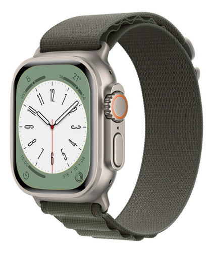 Pulseira Alpine Tecido Para Apple Watch Ultra 49mm 45mm 44m Cor Verde Largura 21