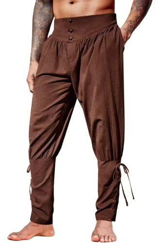 Geral Calças De Tornozelo Renascimento Viking Pirata Lace Up Tapered Halloween Linho Costume Calças Ropa Para Hombre