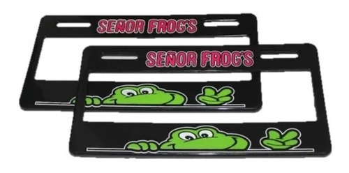 Portaplaca Sr Frogs Saludo Decorado Deportivo 2 Pz Universal