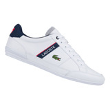 Tenis Lacoste Chaymon Piel Color Blanco Azul Adulto B