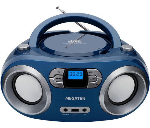 Radio Grabadora Megatek, Bluetooth, Cd, Fm, Azul