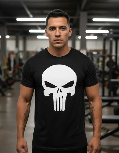 Playera Negra Algodón The Punisher El Castigador Cráneo