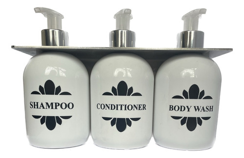 Dispenser Pared Triple Shampoo/acondicionador/jabon +soporte