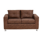 Sofa George 2 Cuerpos Cuero Auris Café / Muebles América