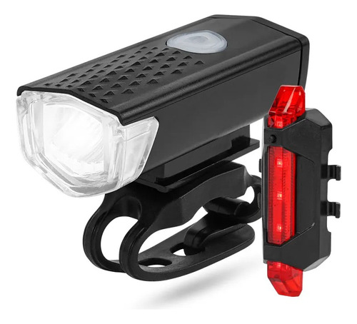 Kit Farol E Lanterna Bike Led Prova D'água Usb Recarregável 