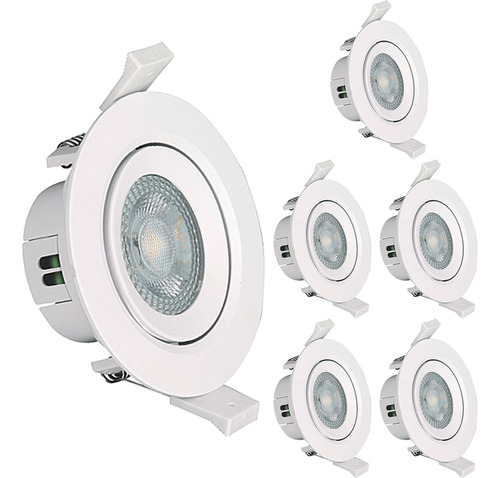 6 Spot Led Direcional Redondo 9w Branco Frio 6500k Bivolt