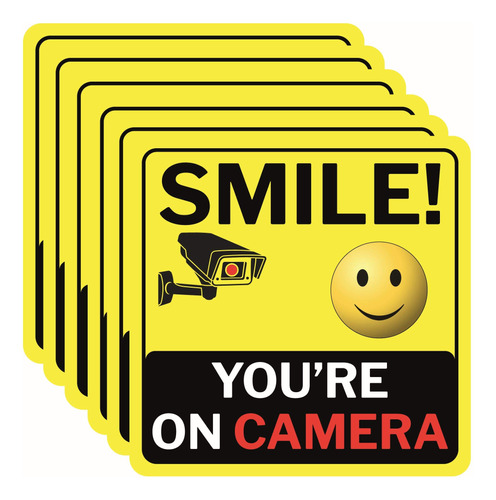 Cartel De Smile Youre On Camera, Paquete De 6 Calcomanías .