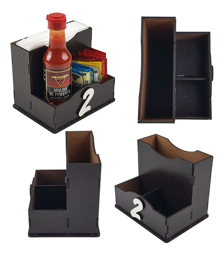 Porta Guardanapo Porta Pimenta, Shoyu, Palito Mdf 10 Peças