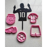 Set Mini Fútbol 5 Cm Y Topper Messi / Mundial Cookie Kutter