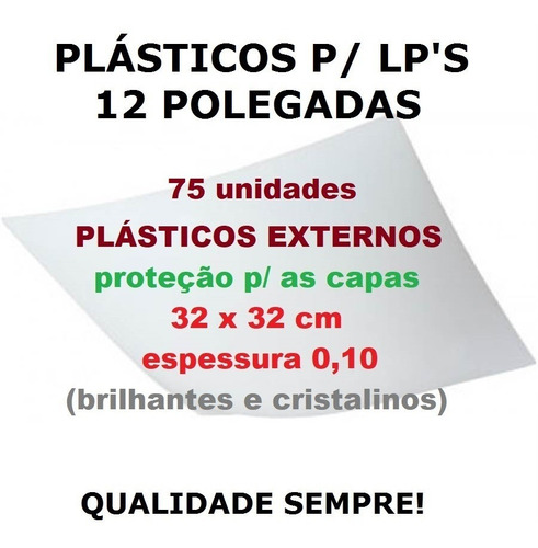 75 Plásticos Externos 0,10 Proteção P/ Capa Lp Disco Vinil