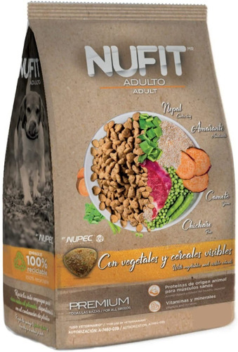 Alimento Nufit Premium Para Perro Adulto Todos Los Tamaños Sabor Mix En Bolsa De 15kg