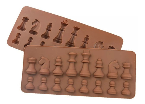 2 Moldes Silicón De Piezas Ajedrez Chess Chocolate Efecto 3d