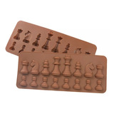 2 Moldes Silicón De Piezas Ajedrez Chess Chocolate Efecto 3d