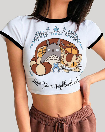 Remera Corta, Crop Top, Aesthetic, Mi Vecino Totoro