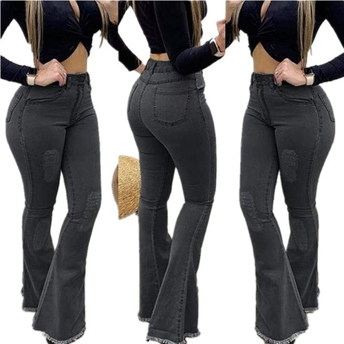 Pantalones Vaqueros Acampanados Dama Elásticos De Moda