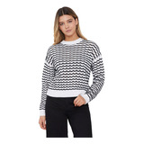 Sweater Mujer Crochet Negro/blanco Corona