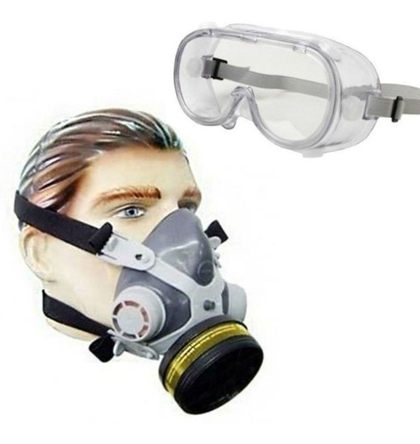 Máscaras Respiratória 1/4 Facial + Filtros Gases + Óculos