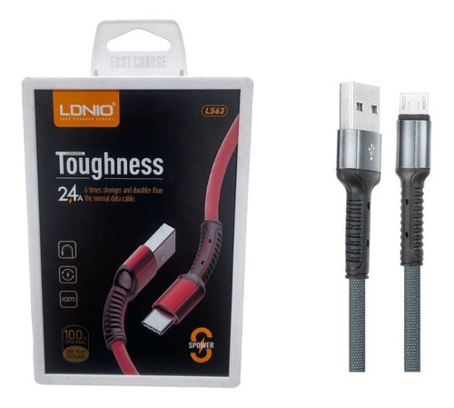 Cable De Datos Carga Rapida Usb A V8 1 Metro L563 Ldnio Color Gris