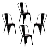 Set 4 Sillas Modernas Tolix Con Estructura Metálica Eames Color De La Estructura De La Silla Negro