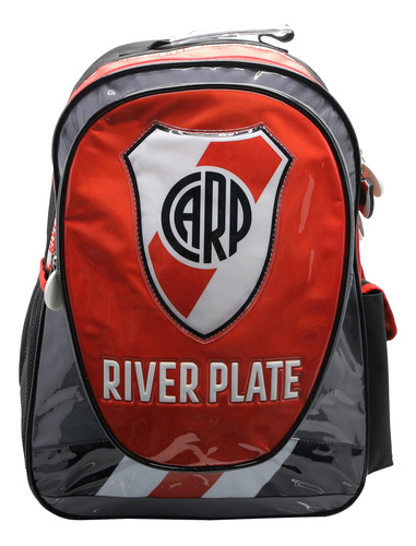 Mochila Escolar Cresko Boca Juniors River Plate 18p Espalda Color Negro Y Rojo
