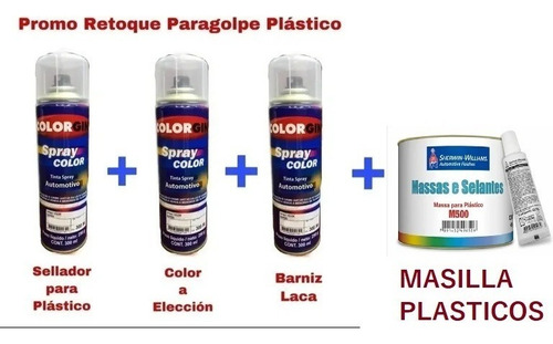 Pintura Paragolpes Espejos Plasticos Aerosoless + Masilla