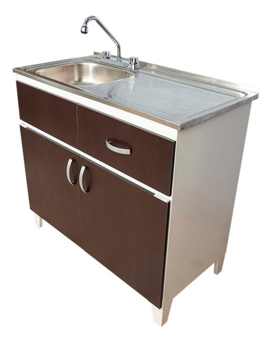 Fregadero Con Tarja Cocina Gabinete De Lamina 1m Chocolate