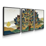 Quadro Decorativo Árvore Gold Moderno Para Sala Quarto Hall