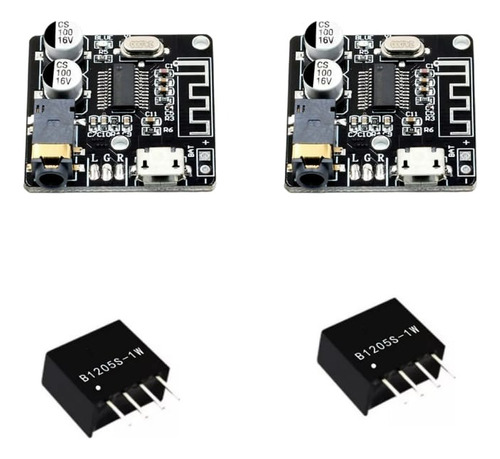 2x Placa Receptor Bluetooth 5.0 +2x Isolador B1205s 1w 12-5v
