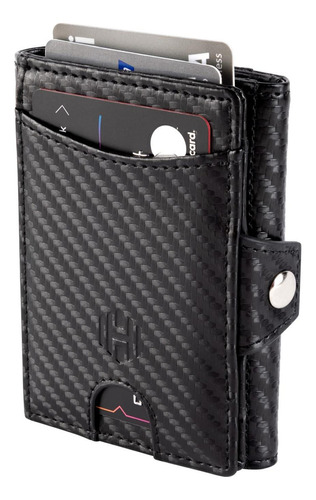 Billetera Hombre 100%cuero Hardley Tarjetero Proteccion Rfid Color Carbon Fiber