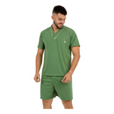 Pijama Masculino Conjunto Meia Manga E Short Roupa De Dormir