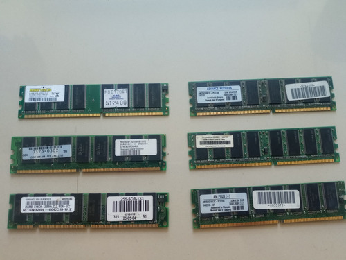 Lote 6 Memorias Ddr Usadas 1 De 512mb Y 5 De 256mb