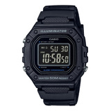 Reloj Casio W-218h-1b Deportivo Sumergible Luz Cronometro Color De La Malla Negro Color Del Bisel Negro Color Del Fondo Negro