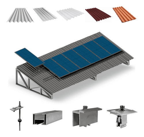 Kit Estrutura Suporte 7 Placas Solar Viga Metálica 9,20m