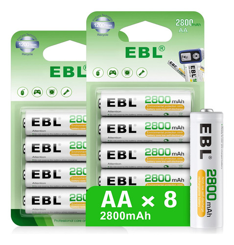 Ebl Baterias Aa Recargables De 1.2 V, 2800 Mah, Bateria Aa D