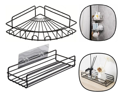 Combo Esquinero + Estante Organizador Adhesivo Cocina Baño 